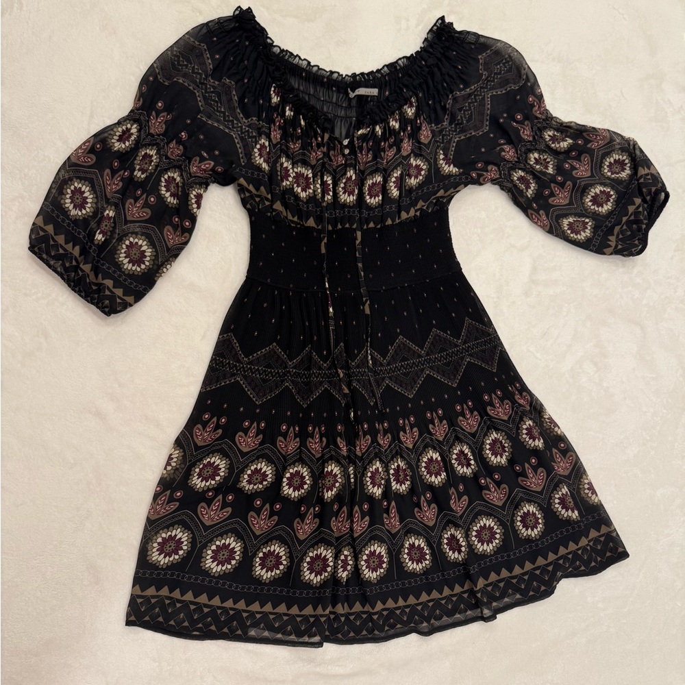 Zara Basic Boho Floral Smocked Dress - Size L - Picture 5 of 15